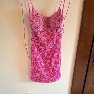 Pink Lace Floral Dress